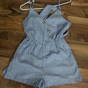 blue stripes romper